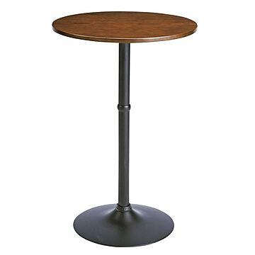 木目調 ハイテーブル 直径60cm×高さ90cm スチールフレーム ブラウン