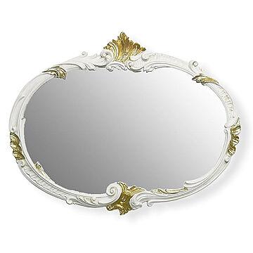 鏡 壁掛け イタリア製 鏡 ミラー オーバル 楕円 ホワイト アイボリー 壁掛け 鏡 壁掛け ユーロマルキ