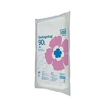 （まとめ）TANOSEE ゴミ袋エコノミー乳白半透明 90L 1パック（100枚）【×10セット】