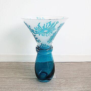 かわ畑貿易 花瓶 ガラス 縦長 ブルー 0805GLS002