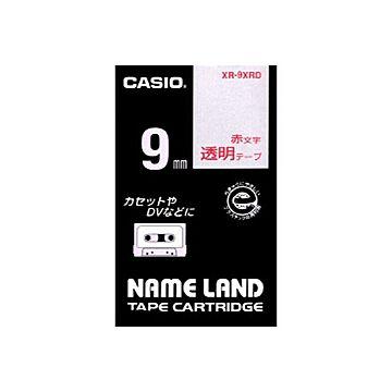 （まとめ） カシオ ネームランド用テープカートリッジ スタンダードテープ 8m XR-9XRD 透明 赤文字 1巻8m入 【×3セット】