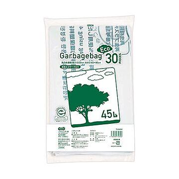 （まとめ）TANOSEE リサイクルポリ袋（エコデザイン）乳白半透明 45L 1パック（30枚）【×10セット】
