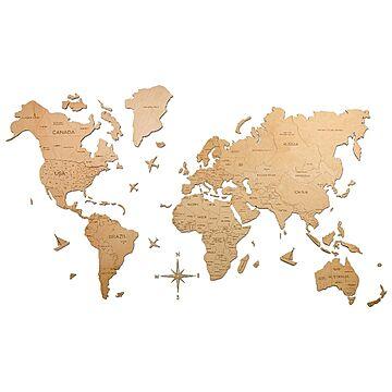 2D Wood World Map インテリア用壁掛け木製世界地図