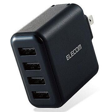 ELECOM AC充電器 スマホ・タブレット用 4.8A出力 USB-Aメス4ポート MPA-ACU13-BK ブラック エレコム MPA-ACU13 管理No. 4549550194549