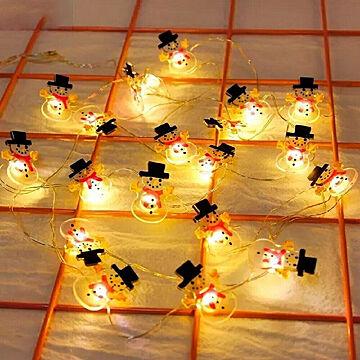 2m LEDイルミネーションライト サンタクロース 雪だるま トナカイ 雪の結晶 電池式 クリスマス飾り