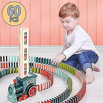 玩具 ドミノ トレイン 自動 列車 機関車 電車 60個 おもちゃ ドミノカー 知育玩具 自動ドミノ倒し ドミノトレイン ブロック 知育 教育玩具 学習玩具