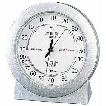 EMPEX 温度・湿度計 スーパーEX高品質 温度・湿度計 卓上用 EX-2767 シャインシルバー 管理No. 4961386276709