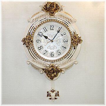 ☆新品 可愛い壁掛け時計 壁掛け薔薇モチーフ アンティーク調 振子時計 おしゃれ 豪華 可愛い シンプル アンティーク