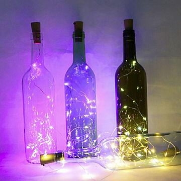 コルク型イルミネーションライト 2m LED ワインボトル装飾 電池式スイッチ付 点灯タイプ