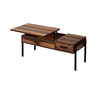 ジェイケイ・プラン 昇降式リビングテーブル 幅94.5 ナチュラル ホワイト ブラック×ブラウン 木製