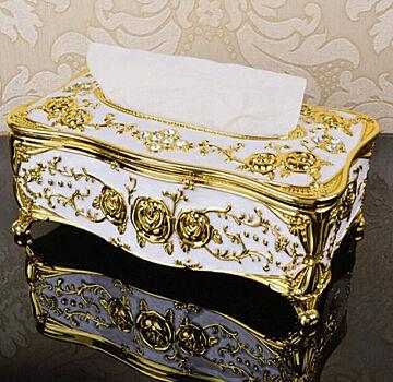 アンティーク ヨーロッパ中世宮殿風 ティッシュケース＆小物入れ シルバー ゴールド