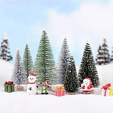 クリスマスツリー ミニチュア 6個セット シルバー・グリーン オーナメント誕生日飾り付け用 室内装飾