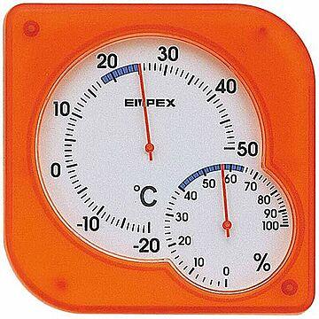 EMPEX 温度・湿度計 シュクレmidi 置き掛け兼用 TM-5604 クリアオレンジ 管理No. 4961386560402