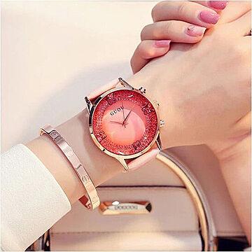GUOU ガラスカット ファッション腕時計 ブルー レッド ブラック ピンク パープル ローズピンク エレガントファッション腕時計 オシャレ キラキラ プレゼント かわいい