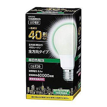 5個セット YAZAWA 一般電球形LED 40W相当 昼白色 LDA5NGX5 管理No. 4589453401559