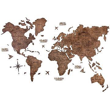 2D Wood World Map インテリア用壁掛け木製世界地図