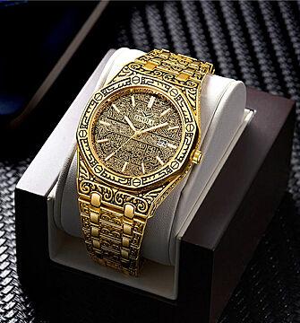 ONOLA 彫刻 腕時計 アンティーク ゴールド 高級腕時計 腕時計　ウォッチ ビジネス レトロ クラシック モダン クラシカル  ハード ロック パンク コア 個性的 オシャレ