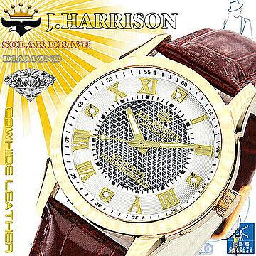 J.HARRISON 4石天然ダイヤモンド付・ソーラー電波時計 JH-085MGW 管理No. 4582263140694