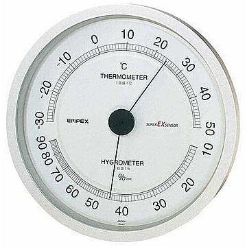 EMPEX 温度・湿度計 スーパーEX高品質 温度・湿度計 壁掛用 EX-2747 シャインシルバー 管理No. 4961386274705