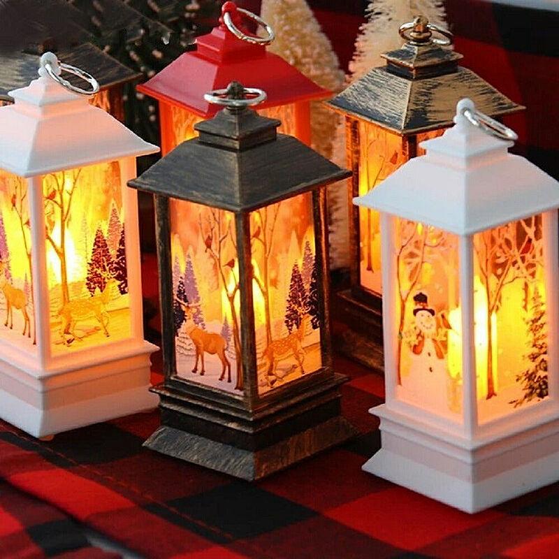 照明 ランタン クリスマス LEDランタン サンタ ポータブルランタン ホワイトorレッド ボタン電池式ライト LEDランプ クリスマス装飾用 クリスマスパーティー