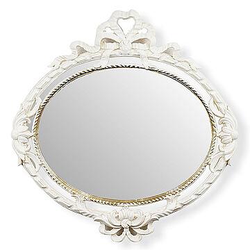 鏡 壁掛け イタリア製 楕円形 ミラー Mirror ホワイト ユーロマルキ